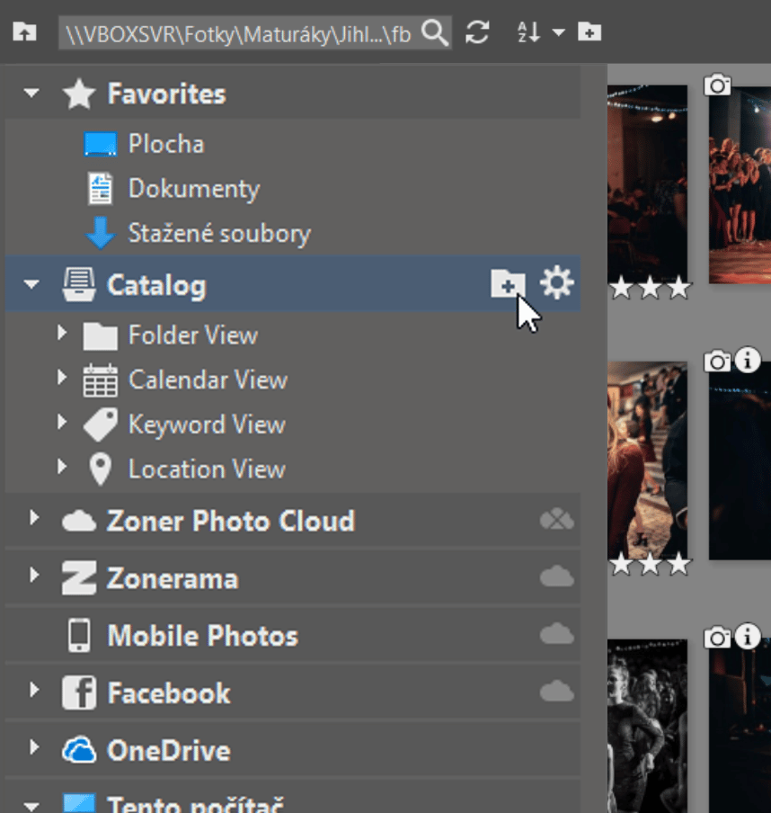 To add folders, click the + icon.