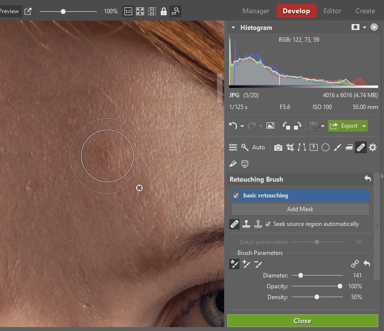 Portrait Retouching - retouching brush
