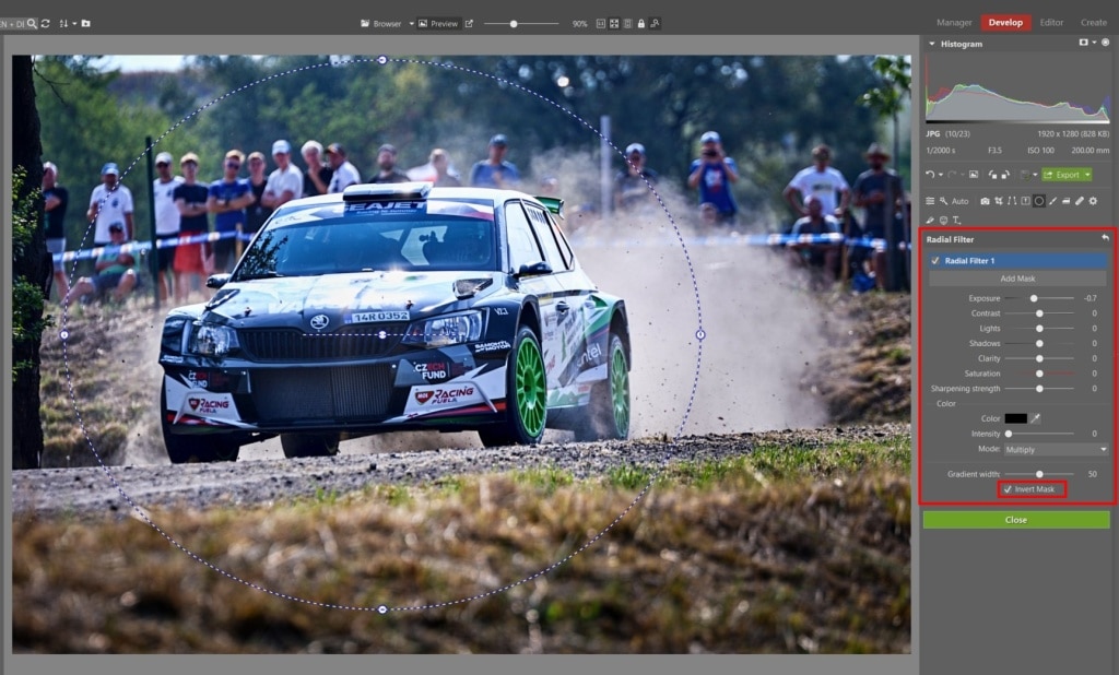 How to Edit Car Racing Photos - filter brush