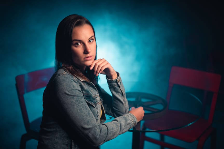 Portraits With an LED Ring Light - blue in background
