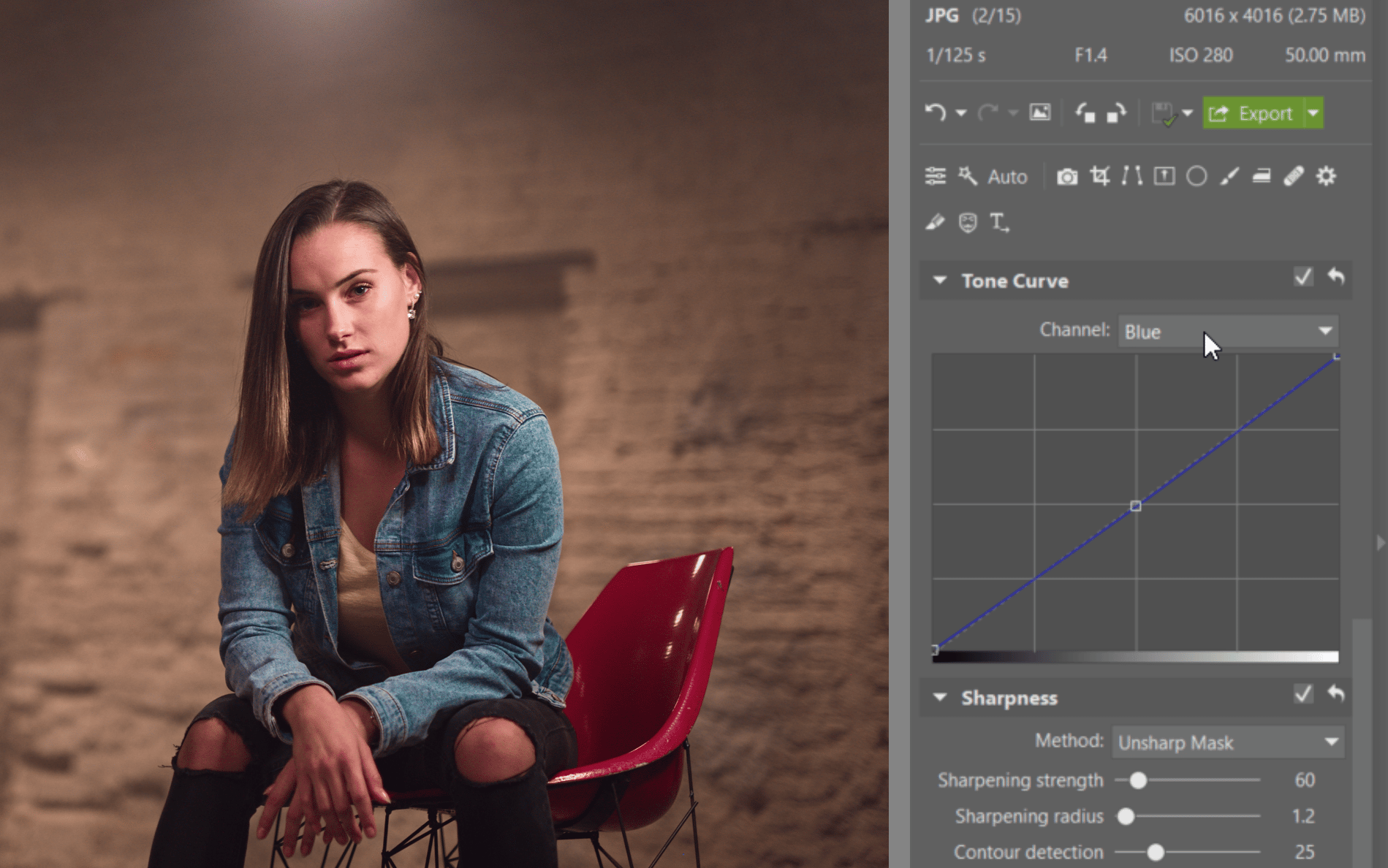 Try Editing a Nighttime Portrait - blue curve