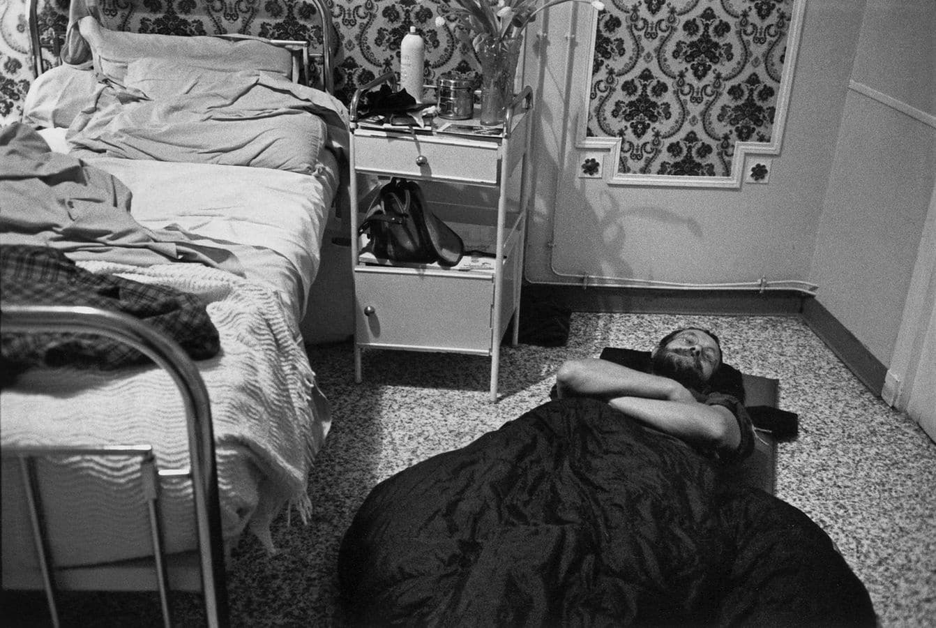 World-renowned Wanderer Josef Koudelka sleeping on floor