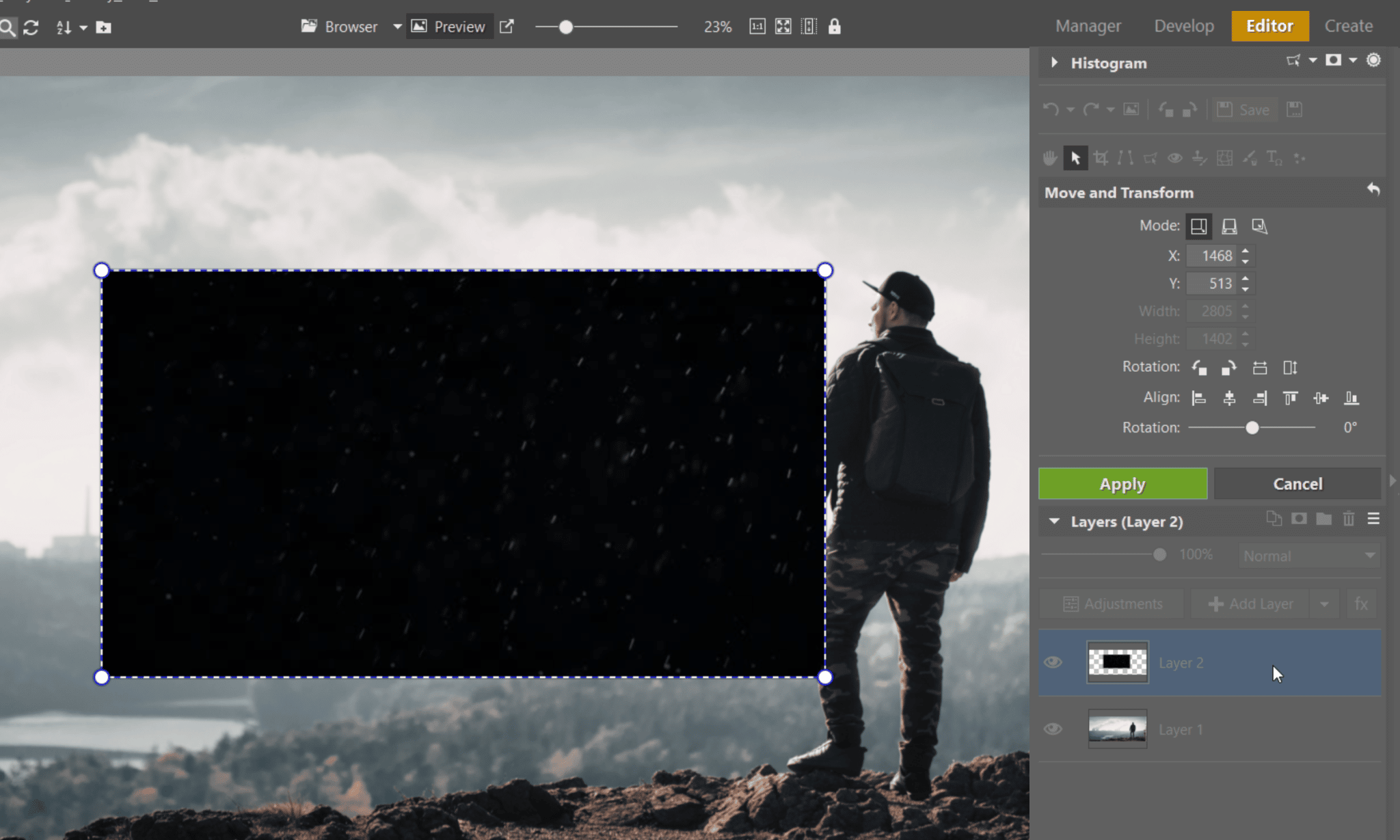 How to Add Snow to Your Photos: It’s Easy With Layers - adjusting new layer