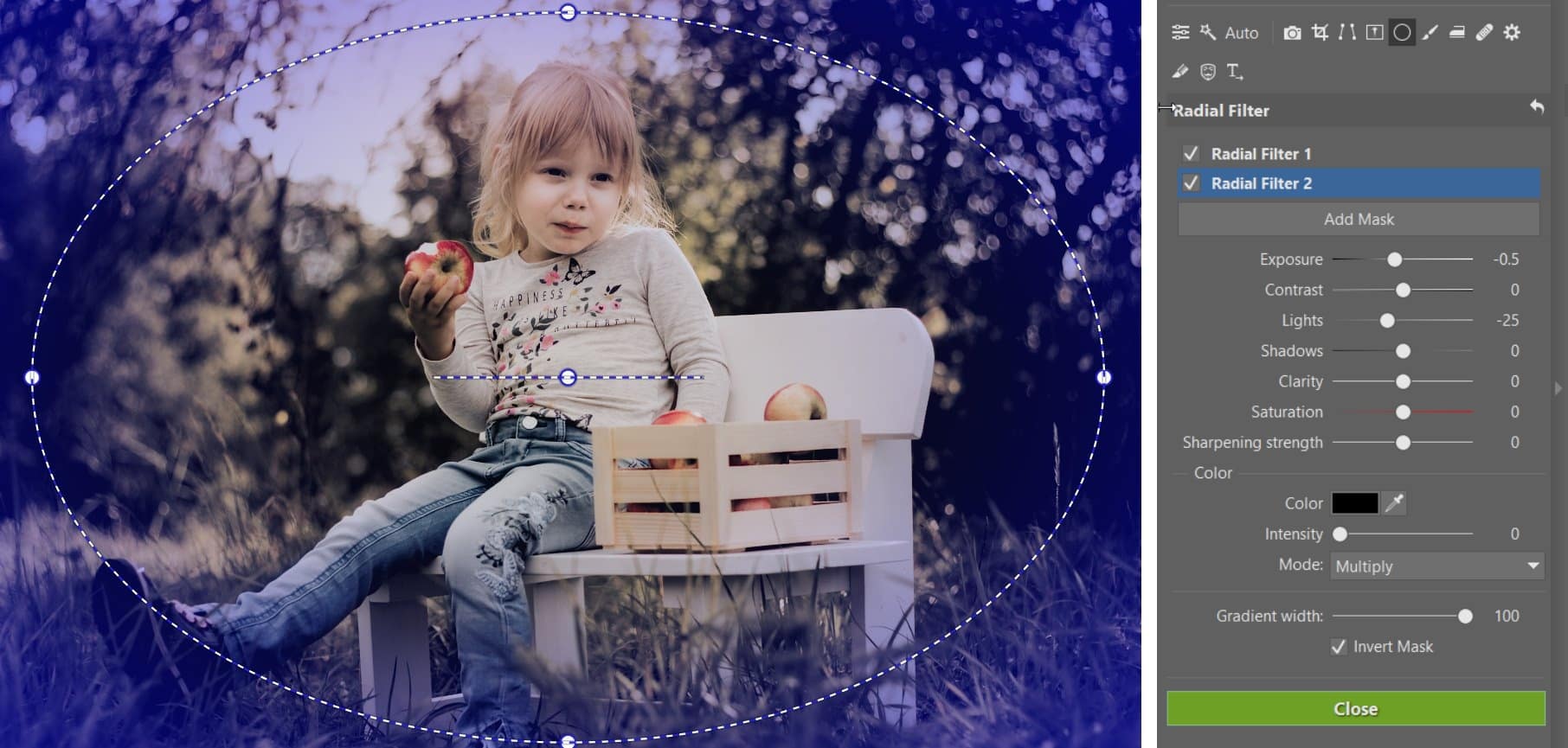 Hover the mouse cursor over the name of one of these filter masks, and Zoner Studio will show you how its mask looks.