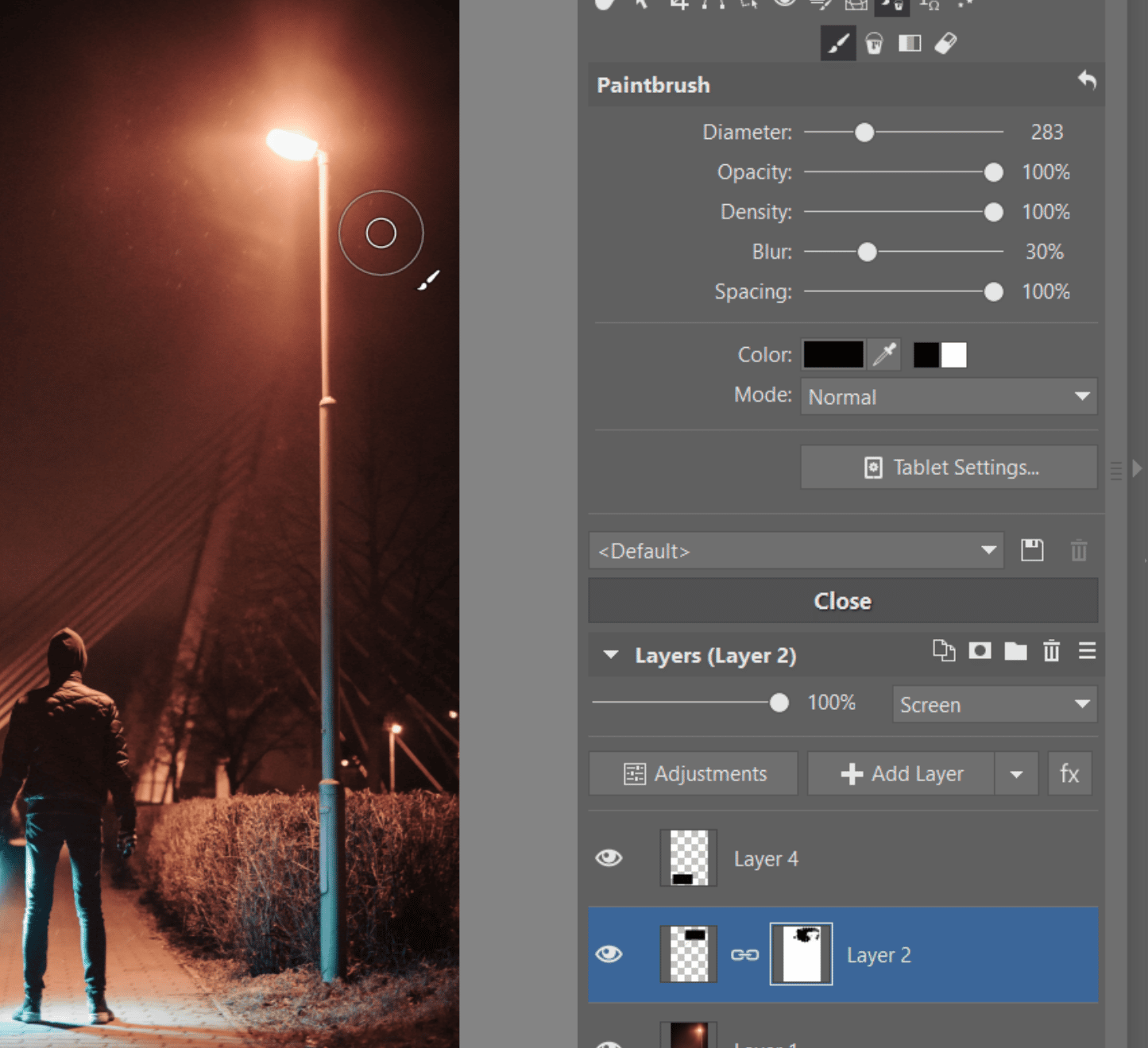 How to Add Snow to Your Photos: It’s Easy With Layers - adjusting texture with paintbrush