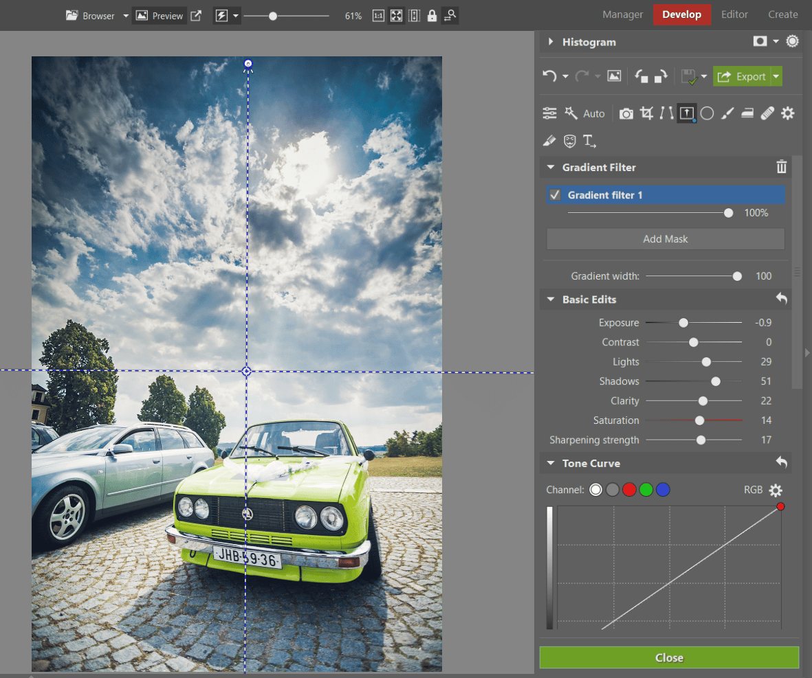 How to use the Gradient Filter when editing your photographs