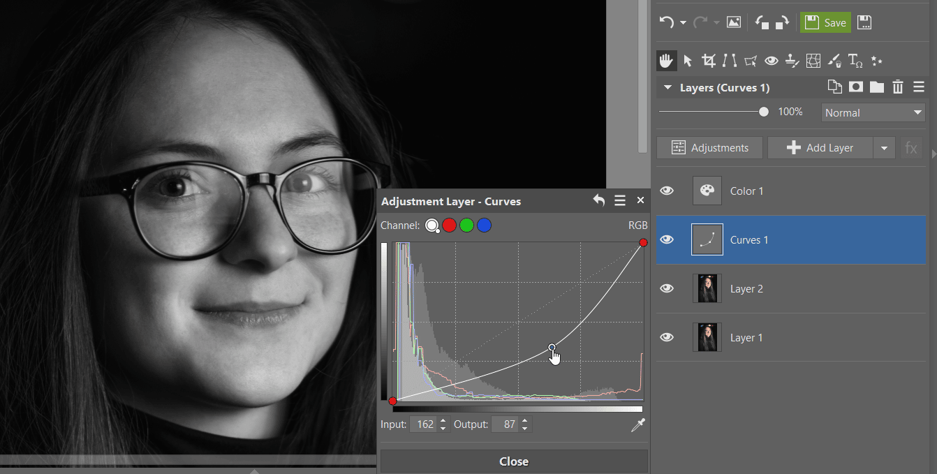 How to remove glare from eyeglasses and other glass objects. Use the Editor Module, masks, and layers.