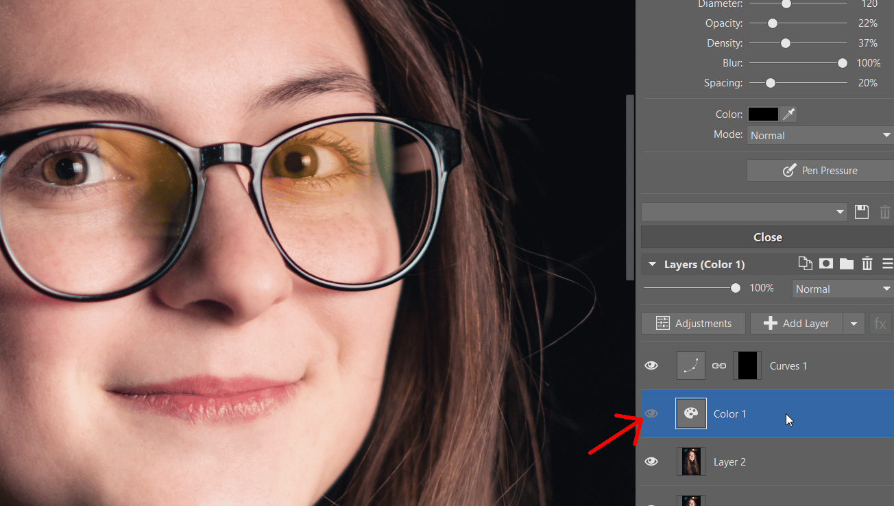 How to remove glare from eyeglasses and other glass objects. Use the Editor Module, masks, and layers.