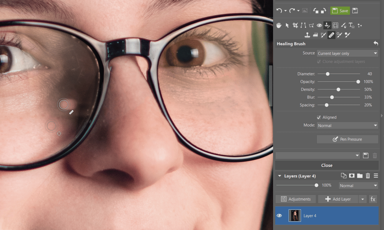 How to remove glare from eyeglasses and other glass objects. Use the Editor Module, masks, and layers.
