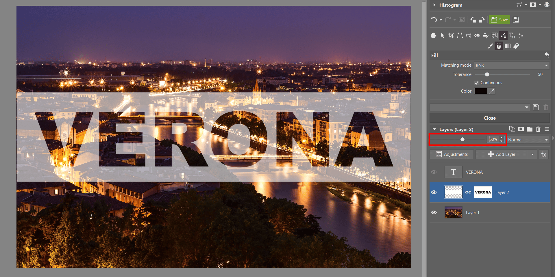 Add Transparent Text to your Photograph -Use the Editor Module and Layers