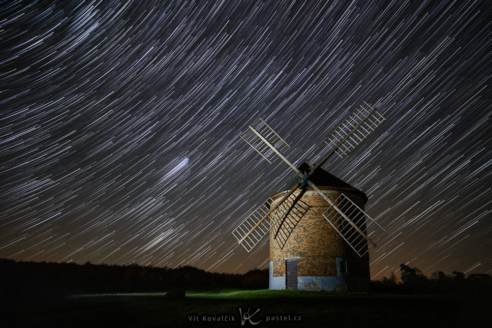 Windmill with Night Sky