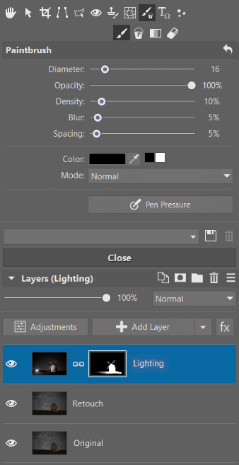 Windmill with Night Sky