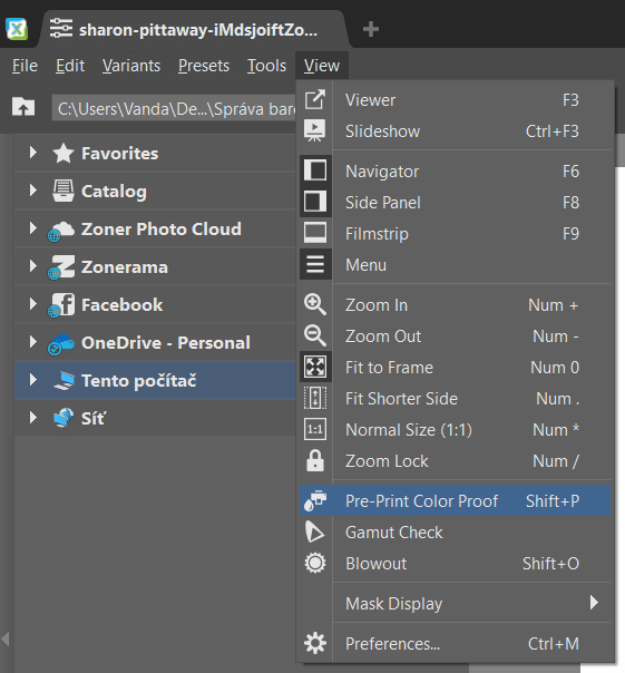 Color management in Zoner Studio A few more features