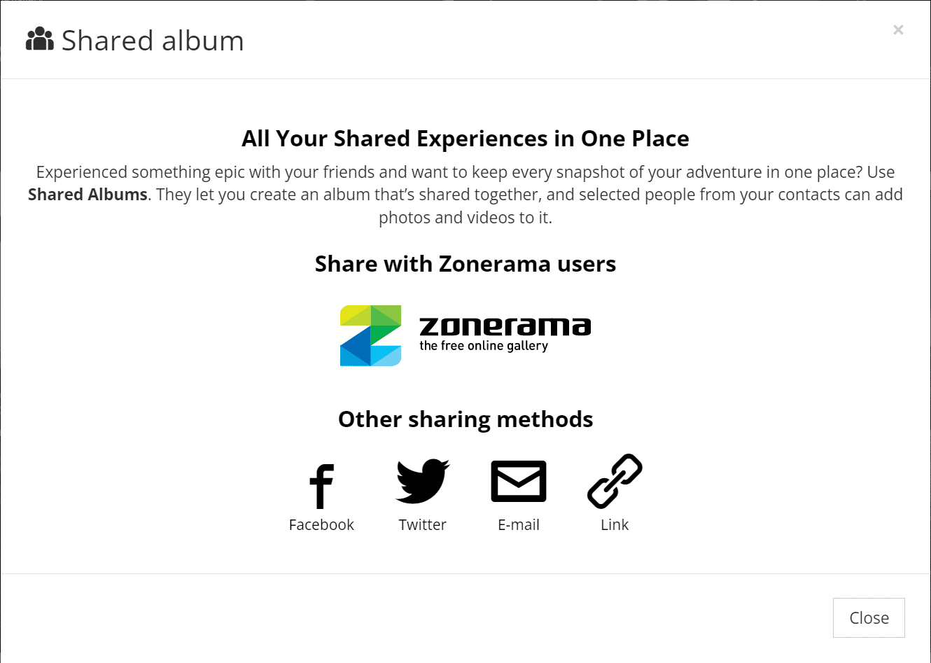Shared Albums on Zonerama