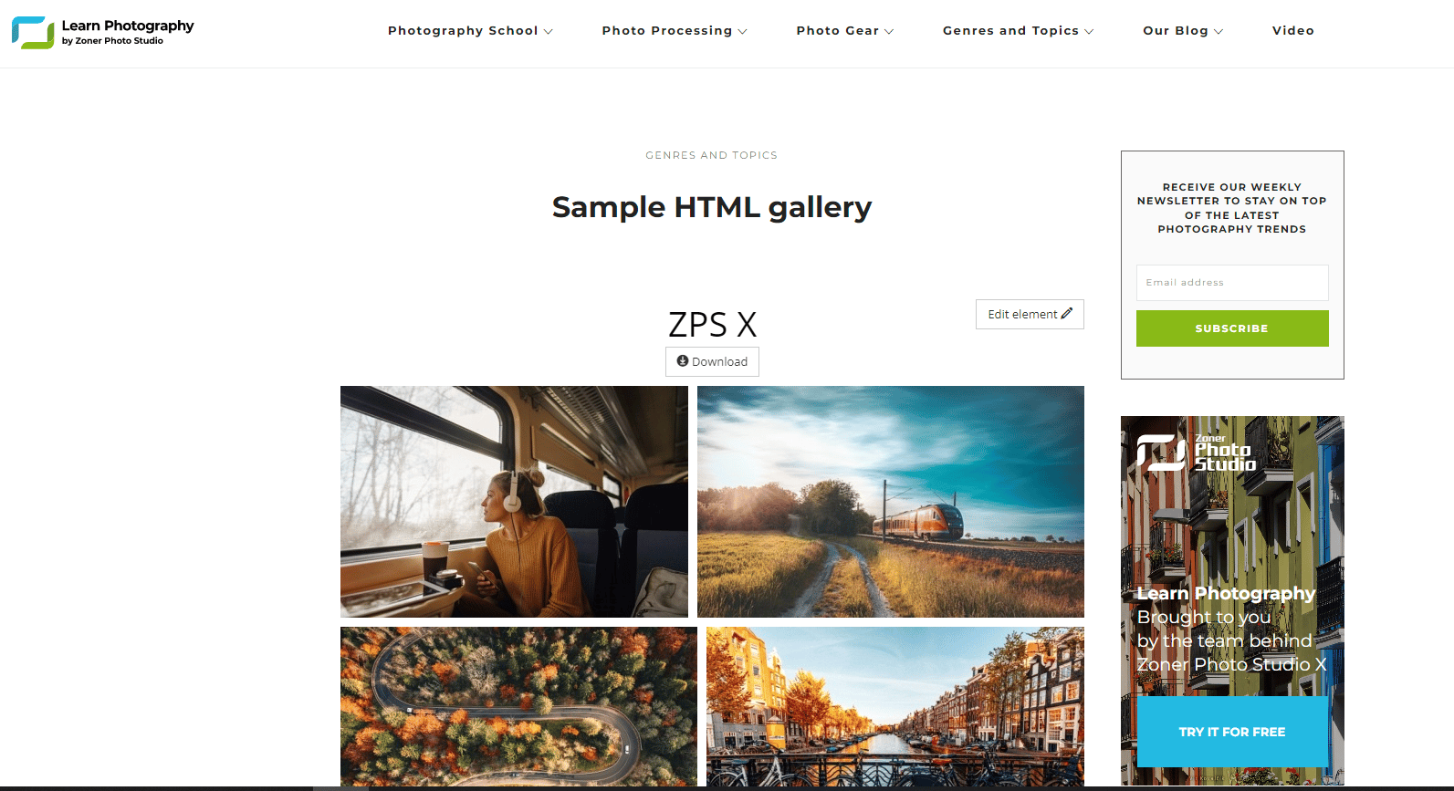 Create a Web Gallery