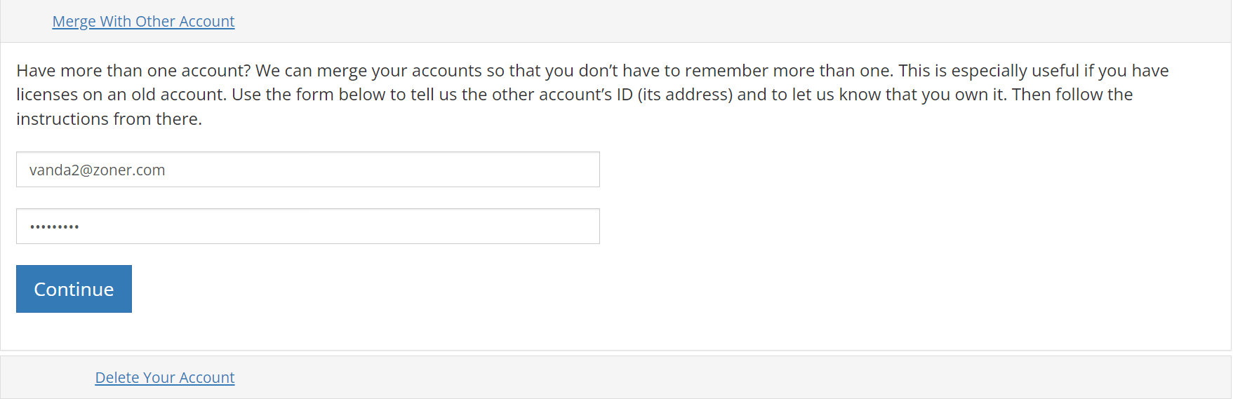Your Zoner Account