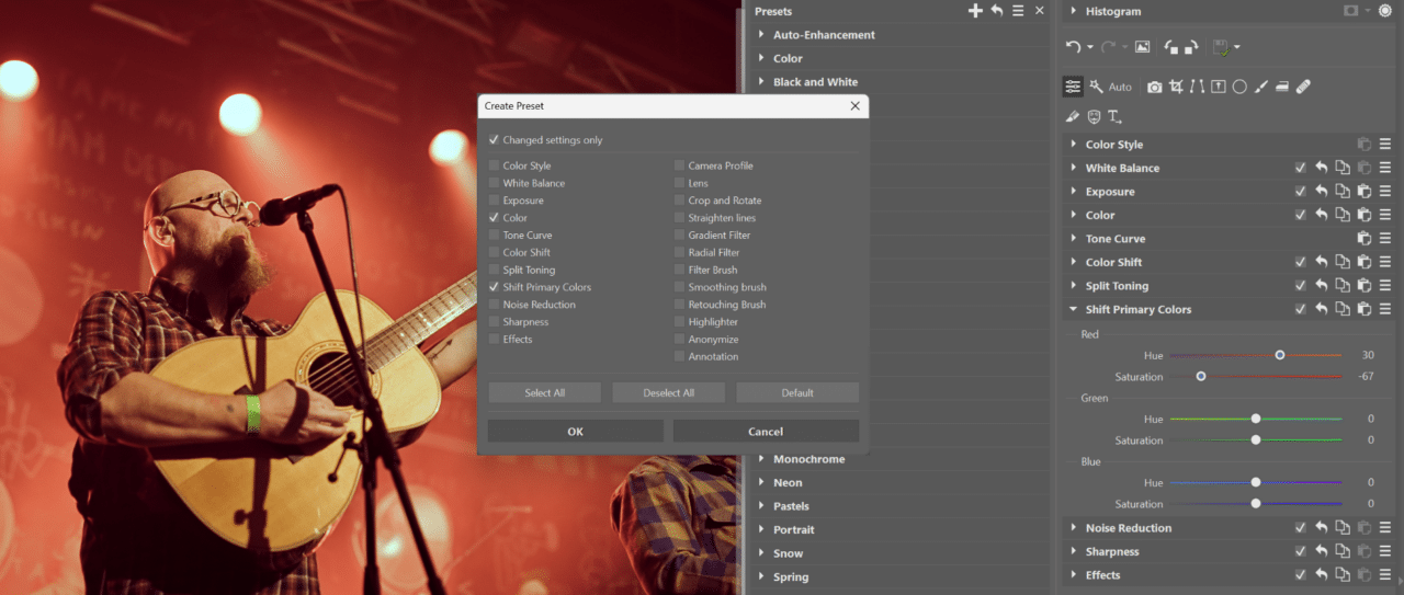 Create Your Own Presets, color correction