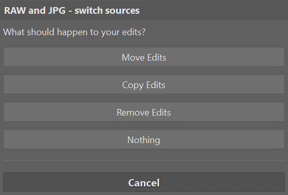 RAW+JPG Duo, change source