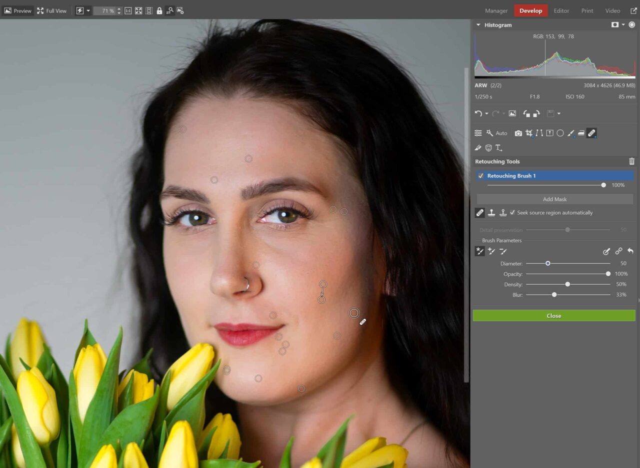 Edit Portraits, skin retouching
