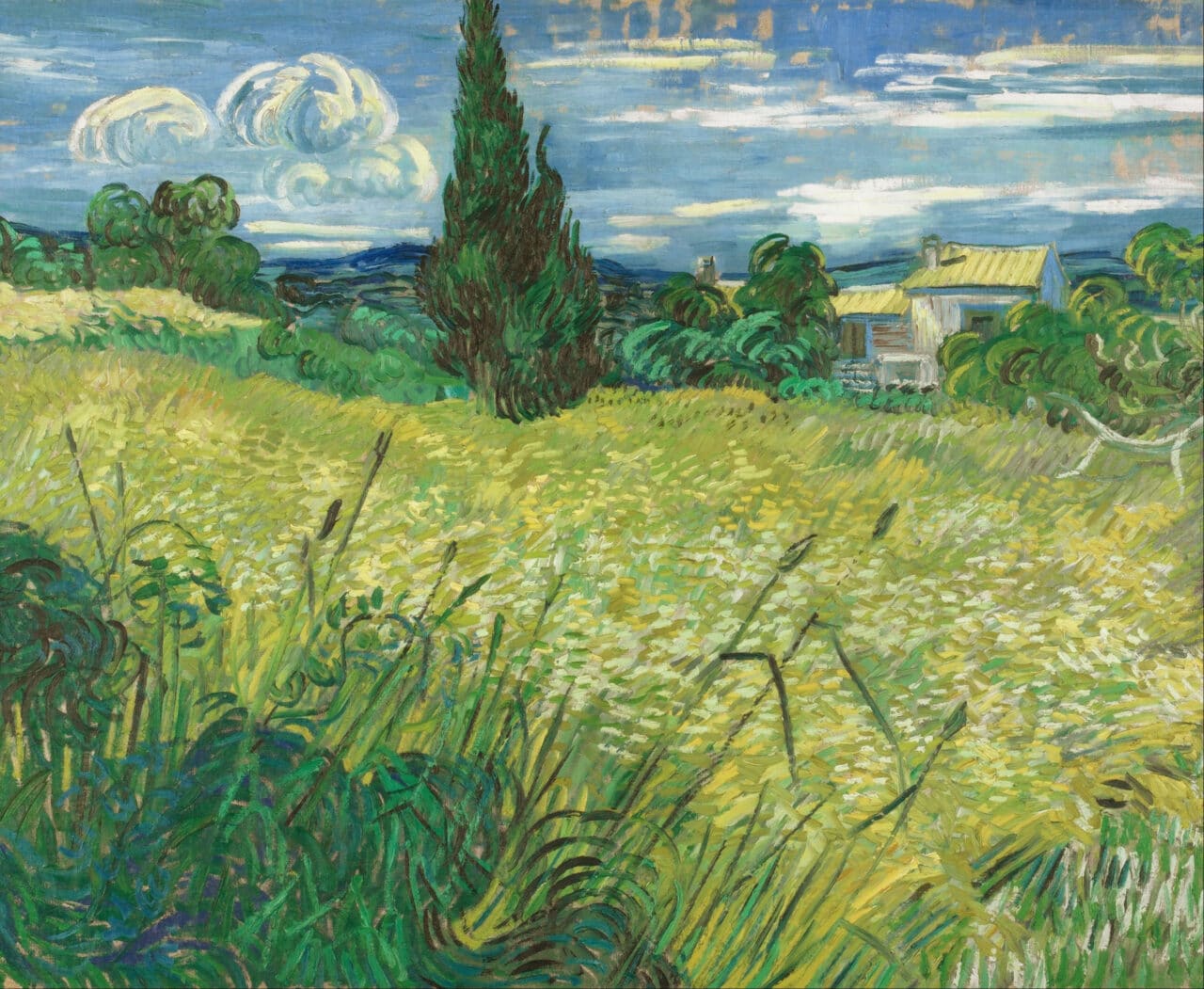 Colors in Photography, green, Green Wheat Field with Cypress, Vincent Van Gogh (1889)