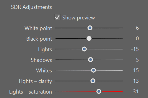 how to edit hdr, sdr adjustments