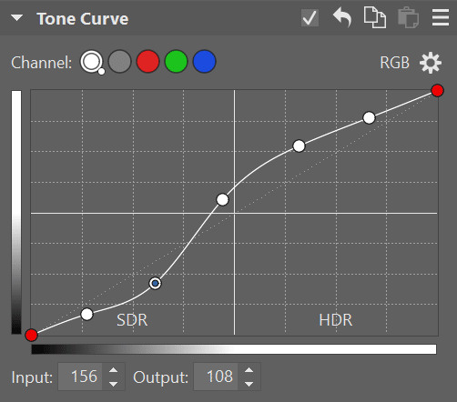 how to edit hdr, tone curve