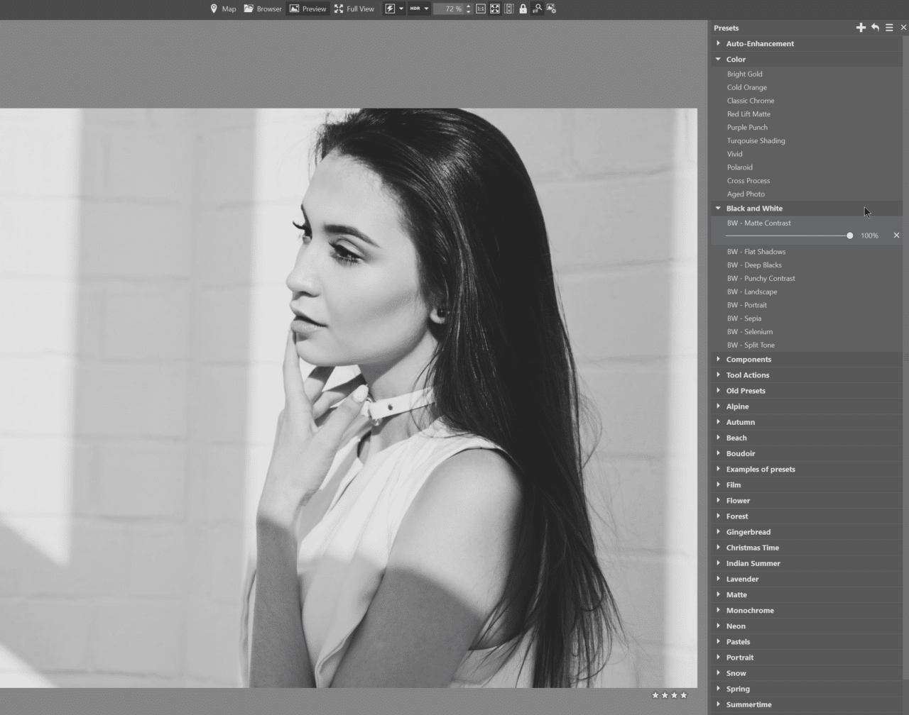 Convert Photos to Black and White, presets