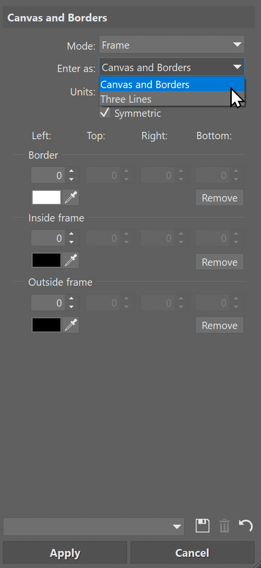 Frame to Your Photos, enter as canvas and borders