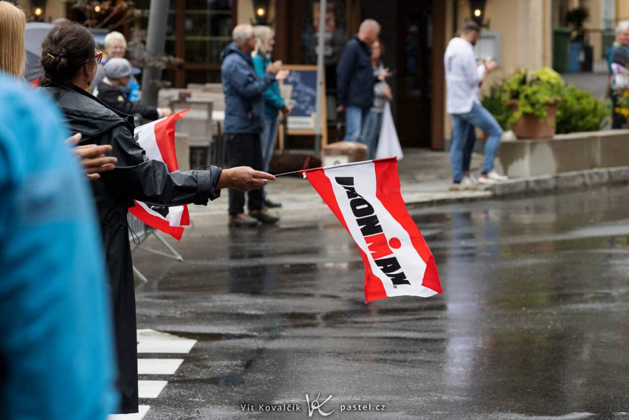 Photograph Bike Races, spectators flag