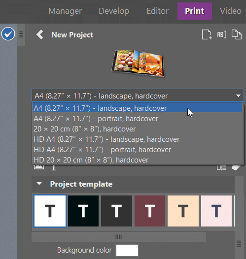 create photo book, format