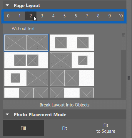 create photo book, page layout