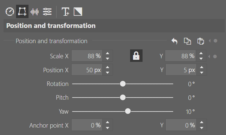 video, position and transformation
