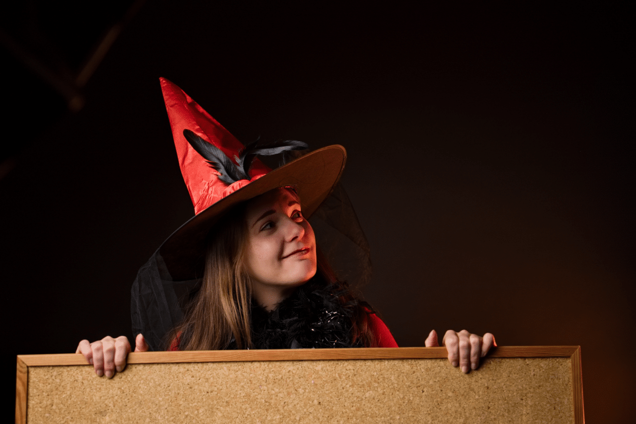 Our colleague Radka posed for our photo in her Halloween costume. 