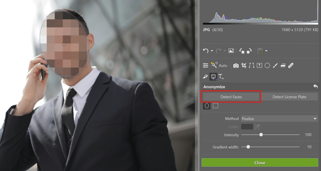 Anonymization, detect faces