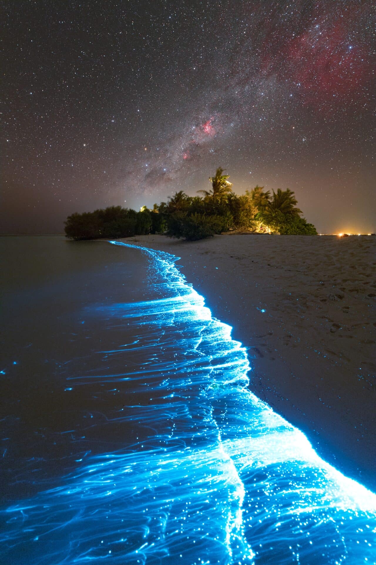 Interview with Petr Horálek, Breathtaking single-exposure shot of bioluminescent plankton on the shores of Soneva Island in the Maldives 