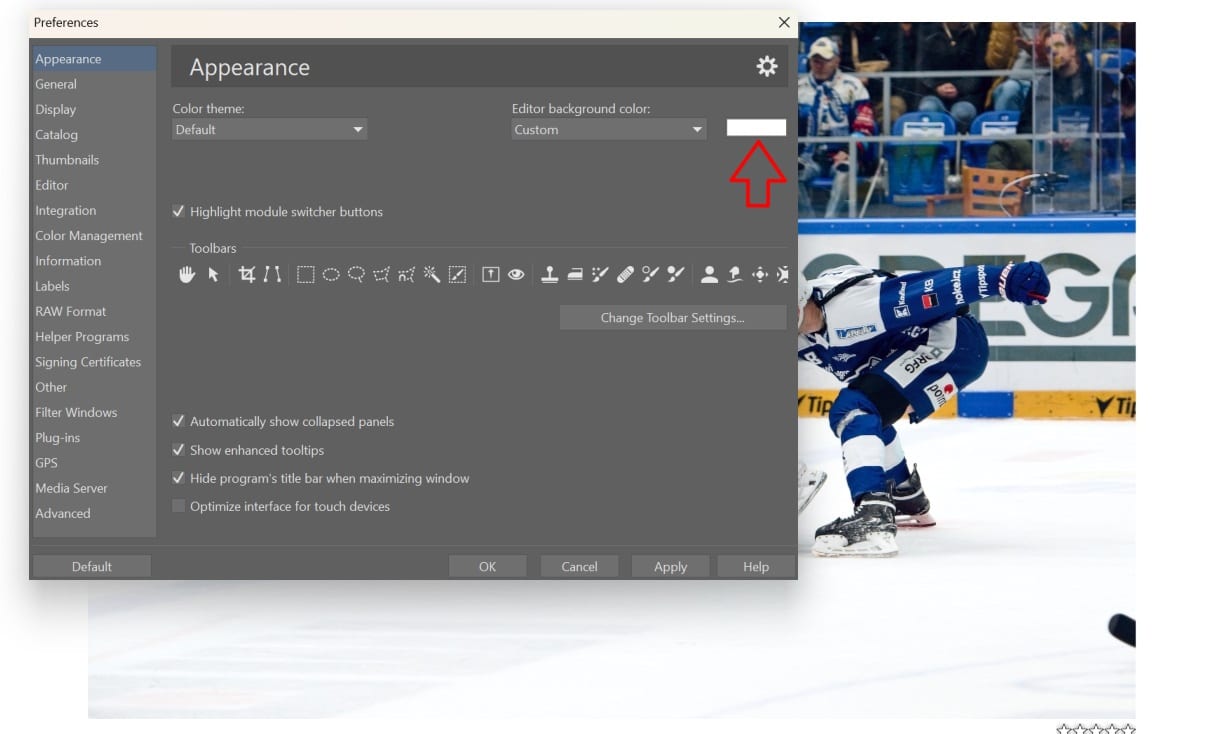 Sports Photography, Hockey Photography, change background color