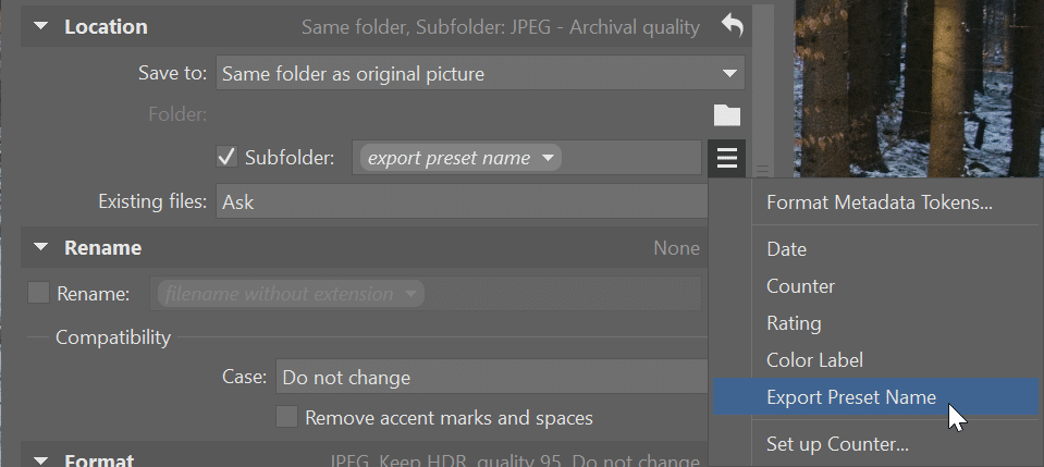 Mastering exports, location