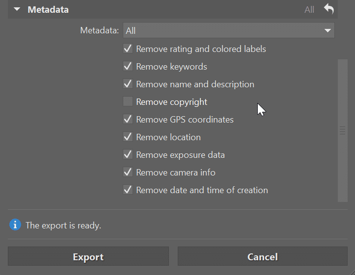 Mastering Exports, metadata