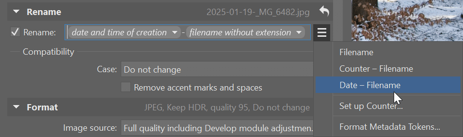Mastering Exports, rename