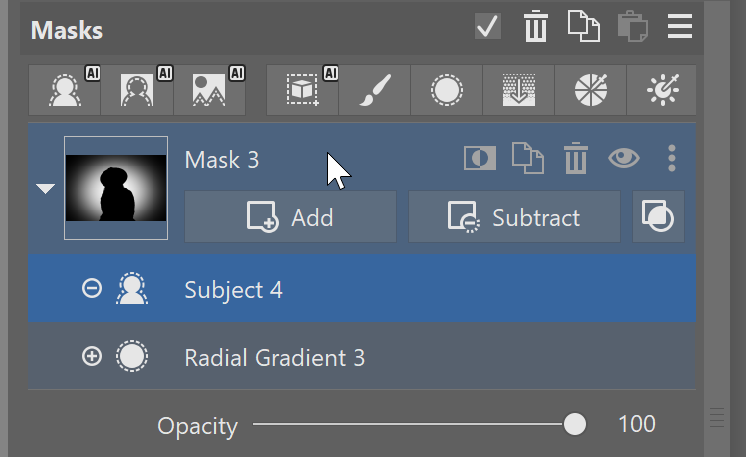 AI masks in zoner Photo Studio X: Masking Tools
